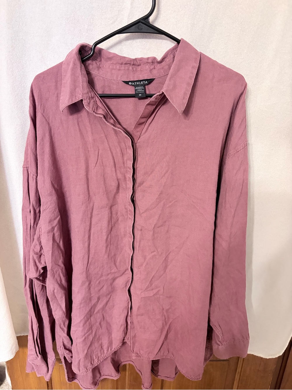 Athleta Mauve 100% Linen Button-Down Shirt